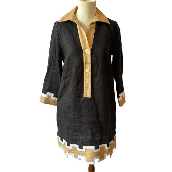 TUCKERNUCK X ATLANTIC PACIFIC LINEN DRESS PREPPY BREATHABLE RETRO MOD WHIMSY XS - Picture 2 of 12